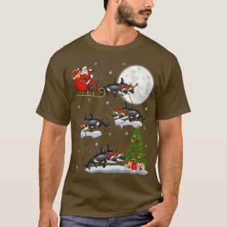 Camiseta Divertido árbol de alumbrado navideño Santa Riding