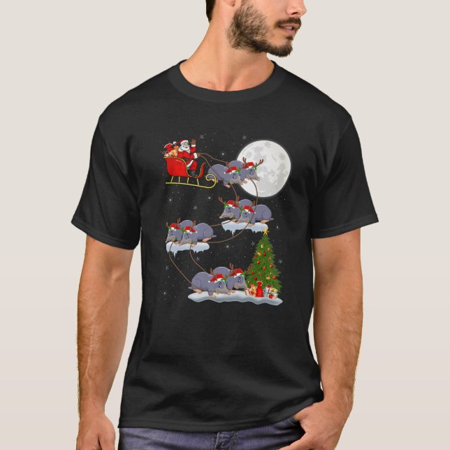 Camiseta Divertido árbol de alumbrado navideño Santa Riding (Anverso)