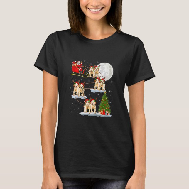 Camiseta Divertido árbol de alumbrado navideño Santa Riding (Anverso)