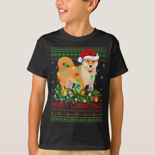 Camiseta Divertido árbol de alumbrado navideño Santa Ugly S (Anverso)