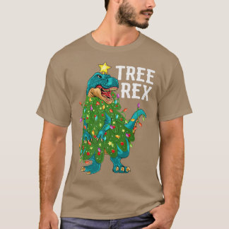Camiseta Divertido árbol de dinosaurios re luz navideña par
