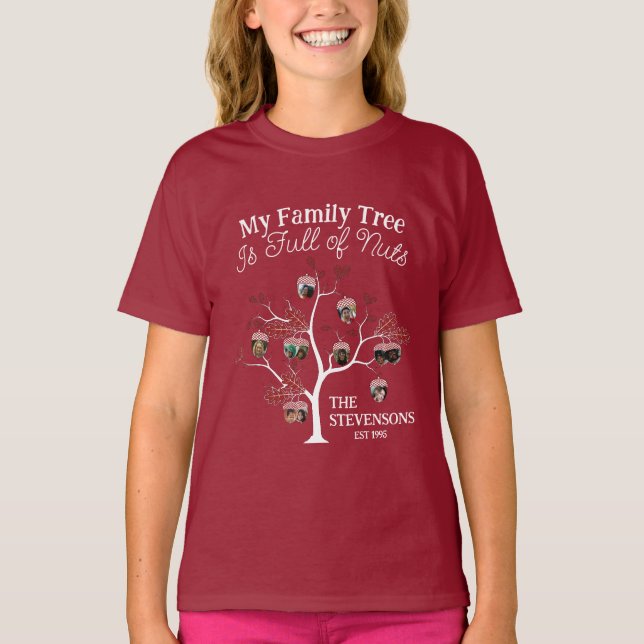 Camiseta Divertido árbol de la familia roja de imágenes est (Anverso)