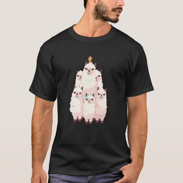 Camiseta Divertido árbol de Llama con Navidades enciende na (Anverso)
