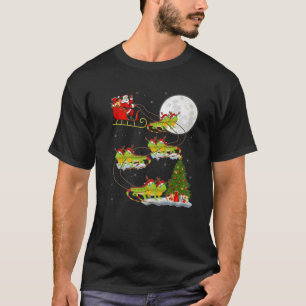 Camiseta Divertido árbol de luz navideño Santa Riding Iguan