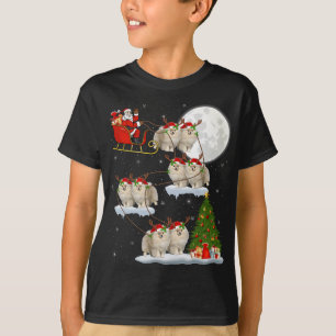 Camiseta Divertido árbol de luz navideño Santa Riding Pomer