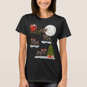 Camiseta Divertido árbol de luz navideño Santa Riding Weima