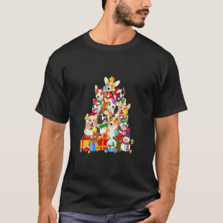 Camiseta Divertido árbol de Navidad Corgi alumbrado de perr