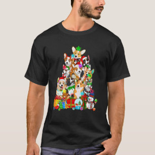 Camiseta Divertido árbol de Navidad Corgi ilumina al perro