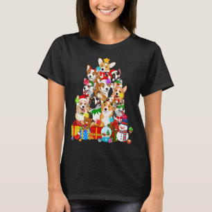 Camiseta Divertido árbol de Navidad Corgi ilumina al perro 