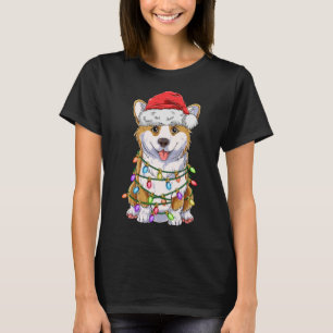 Camiseta Divertido árbol de Navidad Corgi luces Gigante San