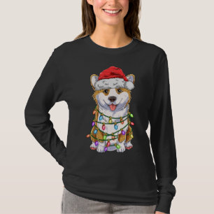 Camiseta Divertido árbol de Navidad Corgi luces Gigante San