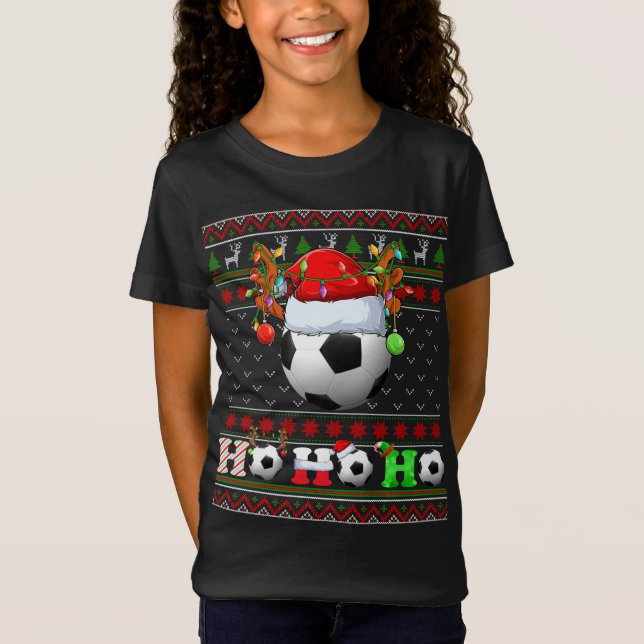 Camiseta Divertido árbol de navidad de bolas de fútbol ilum (Anverso)