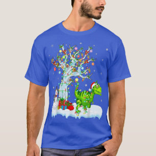 Camiseta Divertido árbol de navidad de dinosaurios alumbran