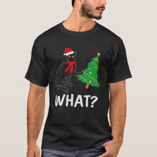 Camiseta Divertido árbol de navidad de gato negro sobre gat