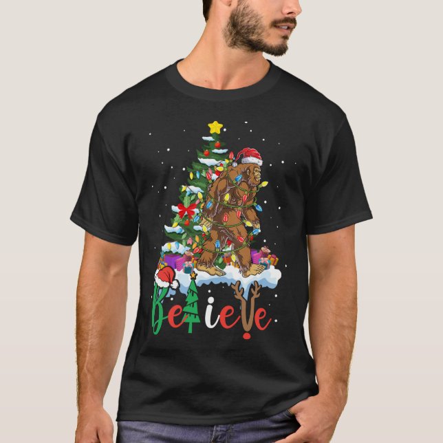 Camiseta Divertido árbol de navidad de gran pie ilumina Nav (Anverso)