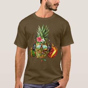 Camiseta Divertido árbol de Navidad de piña ilumina frutas
