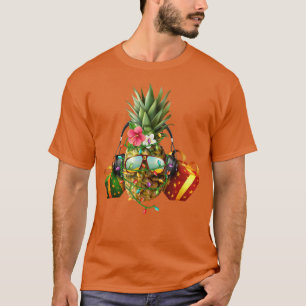 Camiseta Divertido árbol de Navidad de piña ilumina frutas