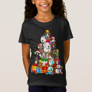 Camiseta Divertido árbol de Navidad de Pitbull ilumina a pe