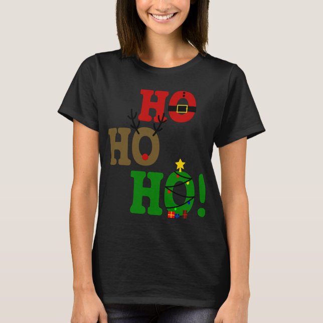 Camiseta Divertido árbol de navidad de renos Ho Ho Ho Santa (Anverso)