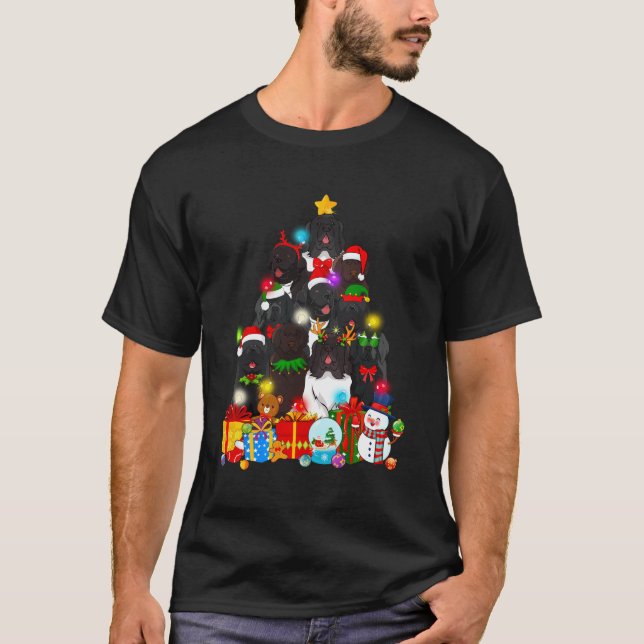 Camiseta Divertido árbol de Navidad de Terranova enciende p (Anverso)