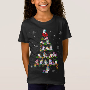 Camiseta Divertido árbol de Navidad de unicornio ilumina a 