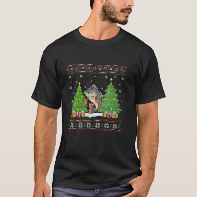 Camiseta Divertido árbol de Navidad enciende Tilapia Fish X (Anverso)