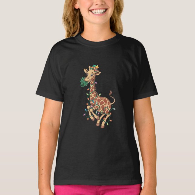 Camiseta Divertido árbol de Navidad Giraffe Lover Regalo Lo (Anverso)