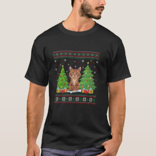 Camiseta Divertido árbol de Navidad ilumina Savannah Cat Na