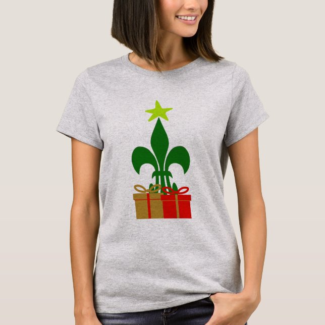 Camiseta Divertido árbol de Navidad Louisiana Cajun Nueva O (Anverso)