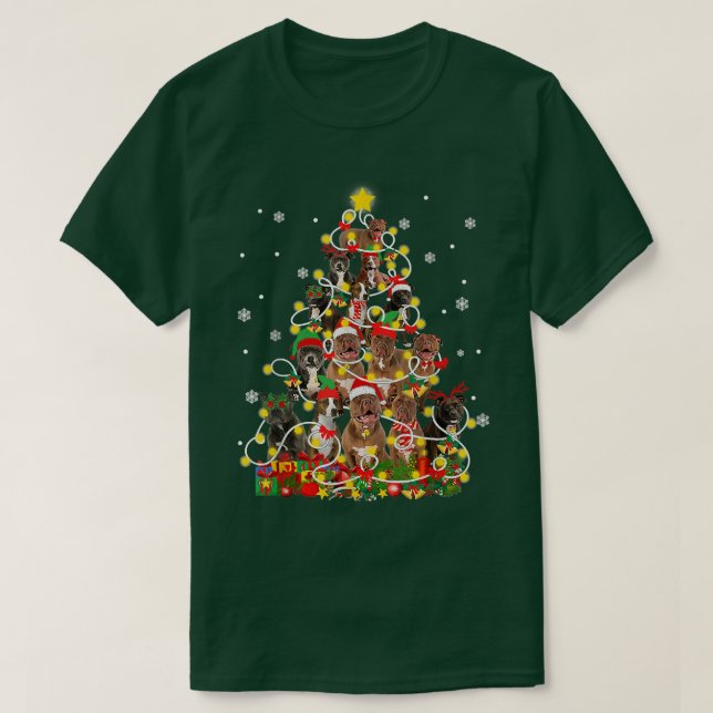 Camiseta Divertido árbol de navidad Pitbully Santa Hat ilum (Diseño del anverso)