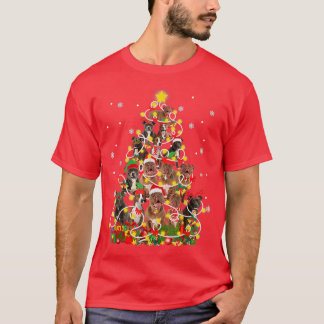 Camiseta Divertido árbol de navidad Pitbully Santa Hat ilum