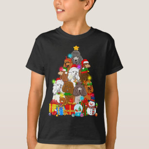 Camiseta Divertido árbol de Navidad Poodle iluminan a un pe