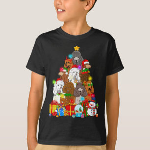 Camiseta Divertido árbol de Navidad Poodle iluminan a un pe