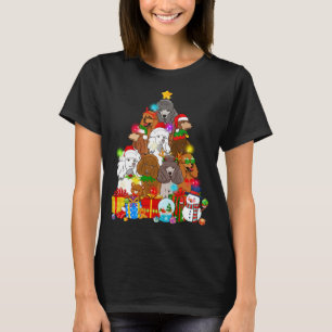 Camiseta Divertido árbol de Navidad Poodle iluminan a un pe