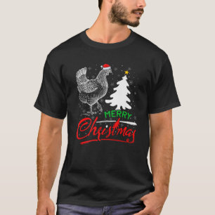 Camiseta Divertido árbol de navidad Santa Chicken Feliz Pre