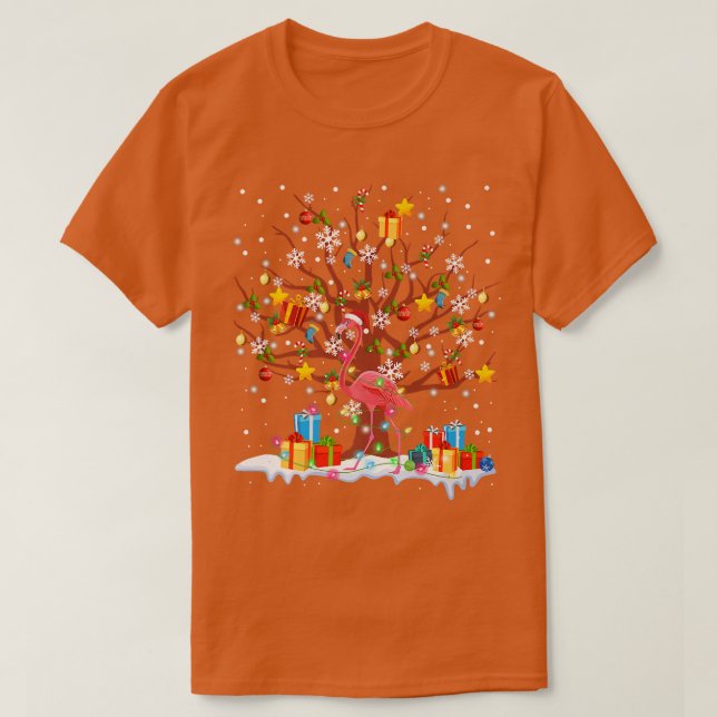 Camiseta Divertido árbol de Navidad Santa Flamingo Lover Ma (Diseño del anverso)