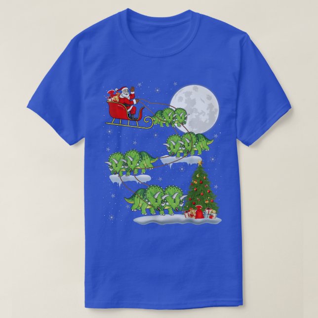 Camiseta Divertido árbol de navidad Santa Riding Triceratop (Diseño del anverso)