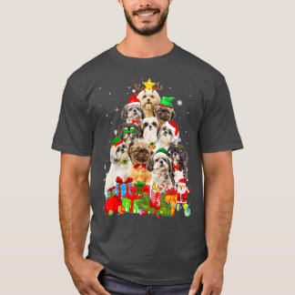 Camiseta Divertido árbol de navidad shih zu ilumina a perro