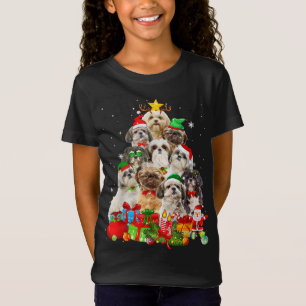 Camiseta Divertido árbol de navidad shih zu ilumina el amor