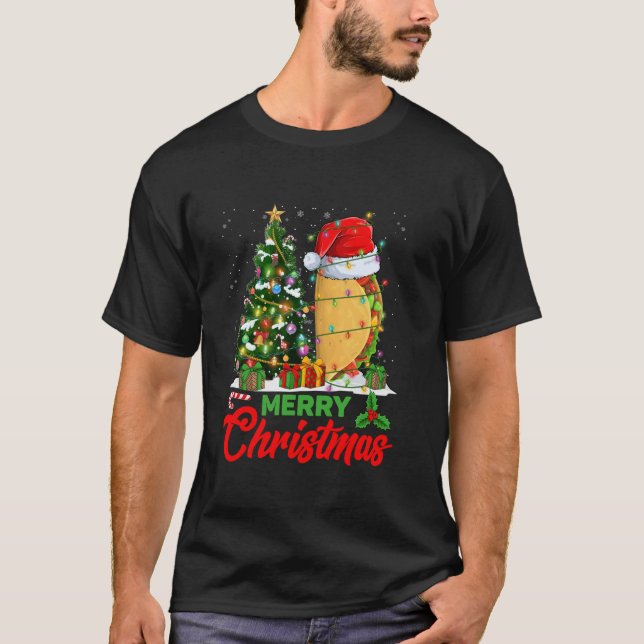 Camiseta Divertido árbol de Navidad taco ilumina el amor po (Anverso)