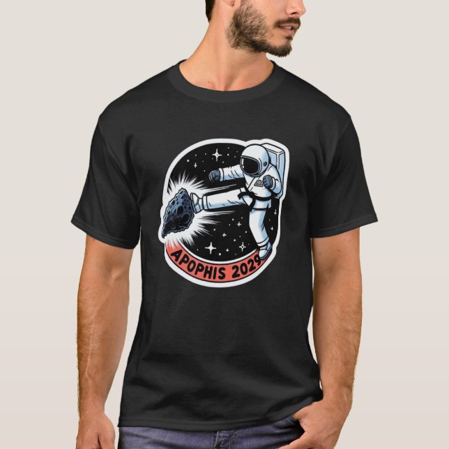 Camiseta Divertido Asteroide Apophis Patada de Karate a Met (Anverso)