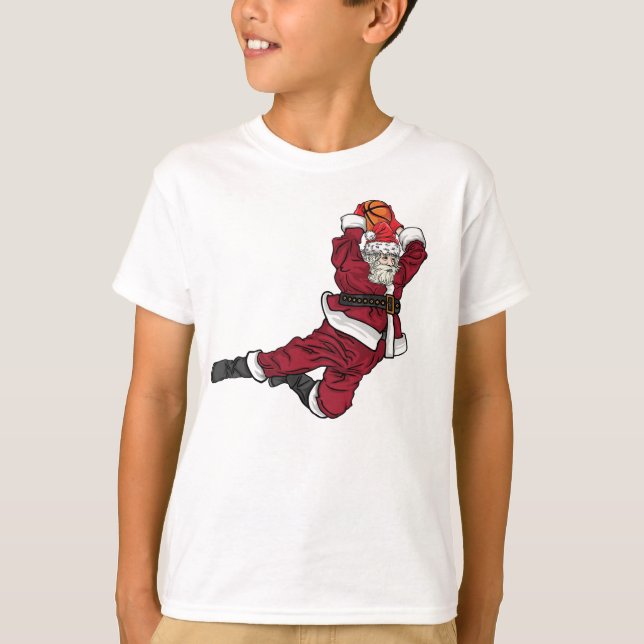 Camiseta Divertido baloncesto Santa Dunk (Anverso)