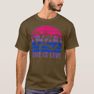 Camiseta Divertido Bi Orgullo Amor Bandera Biseual Dos Cora