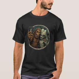 Camiseta Divertido Bigfoot y Alien Selfie Retro OVNI