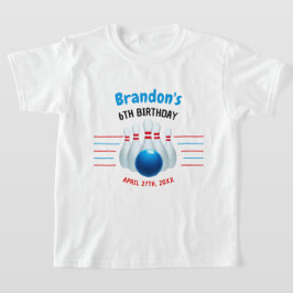 Camiseta Divertido Blue & Red Bowling Kids 6º cumpleaños