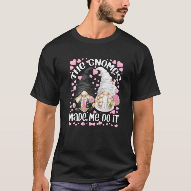 Camiseta Divertido Boda Novia Y Groom Motif Los Gnomes Mad (Anverso)