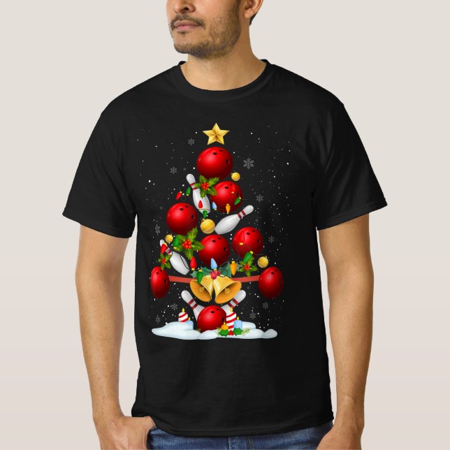 Camiseta Divertido Bowl Árbol de Navidad enciende regalos d (Anverso)
