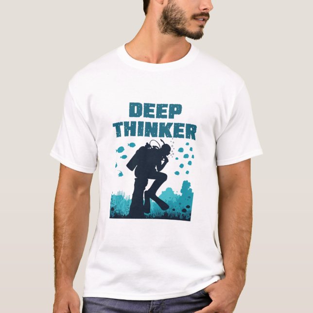 Camiseta Divertido buceo Scuba Deep Thinker Rodin (Anverso)