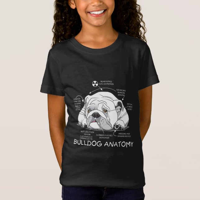 Camiseta Divertido Bulldog inglés anatomía biología de perr (Anverso)