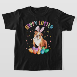 Camiseta Divertido Bulldog inglés de Pascua Feliz Bunny Pet